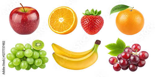 Fruits and vegetables, fruit, apple, food, isolated, orange, banana, pear, red, healthy, green, strawberry, white, set, fruits, fresh, lemon, ripe, cherry, diet, sweet, mango, berry, nature, peach, co