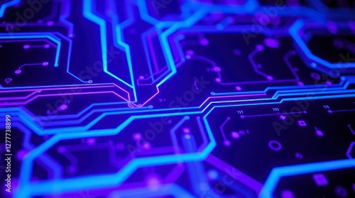 Abstract Blue Purple Circuit Board Technology Background