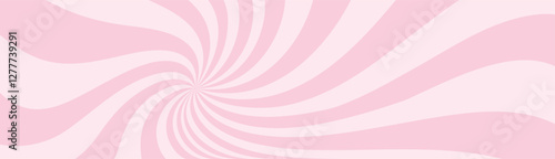 Pink ice-cream swirl background. Spiral candy pattern. Groovy vector strawberry color sunburst twirl. Radial lollipop stripes backdrop. Abstract fun birthday banner. Vintage sun rays illustration