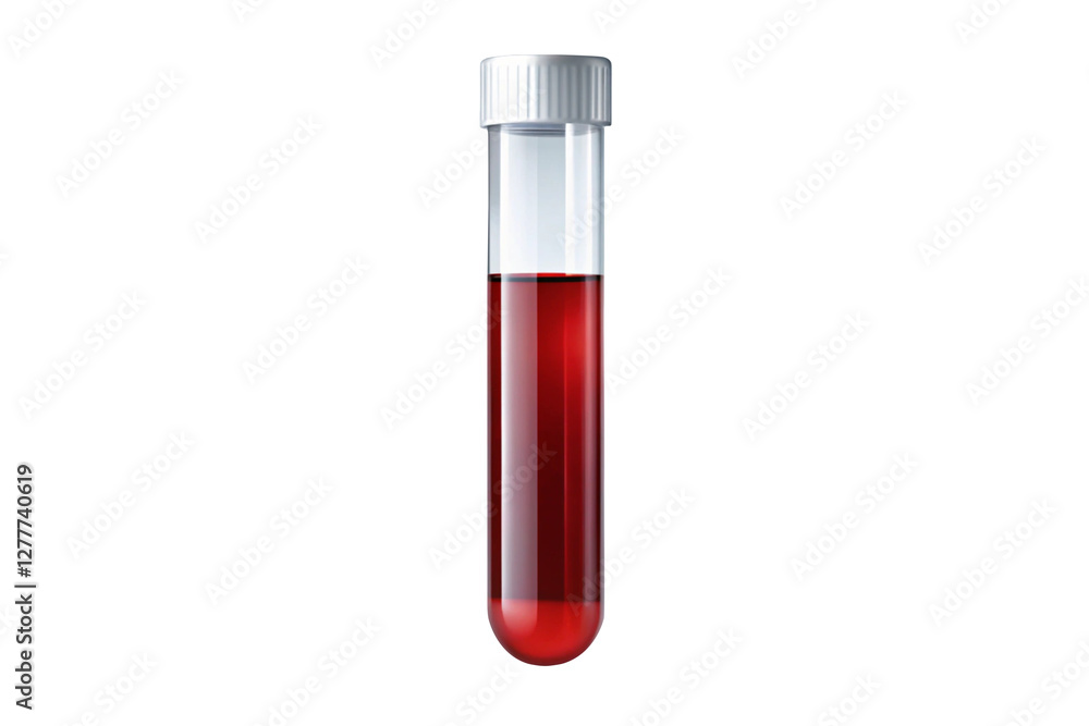 Test tube with red liquid isolated on Transparent Background. Red blood sample medical glass tube, empty test tube Test tube with red liquid isolated on Transparent Background. Red blood sample medical glass tube, empty test tube