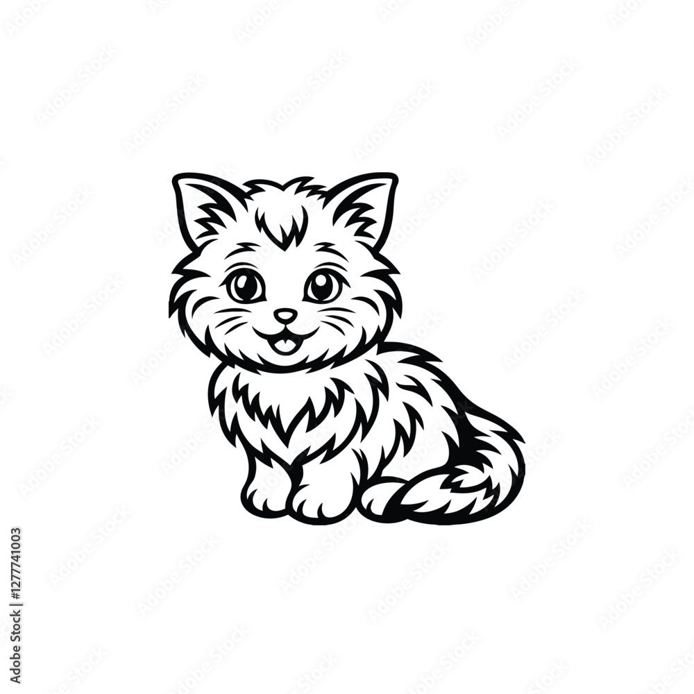 Obraz premium Cute and fluffy kitten with big eyes, captured in an adorable and playful design