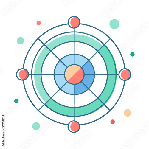 Clean radar chart data flat vector illustration on white background