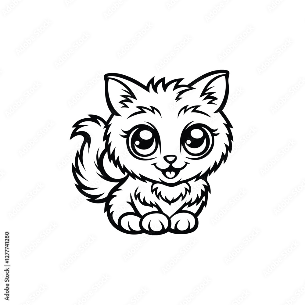 Obraz premium Cute and fluffy kitten with big eyes, captured in an adorable and playful design