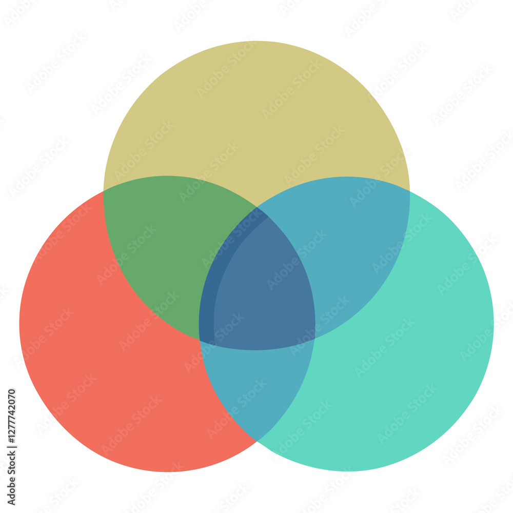 Simple venn diagram chart flat vector illustration on white background Simple venn diagram chart flat vector illustration on white background