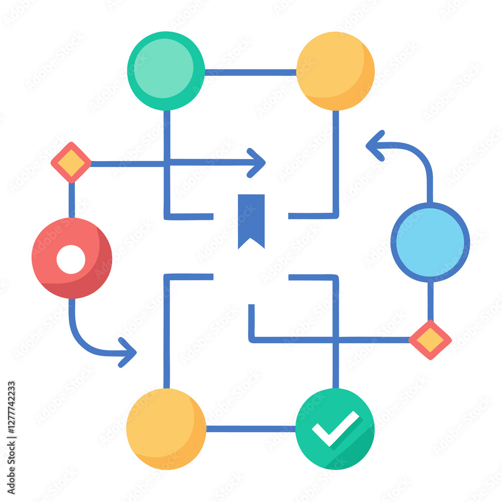 Step process flow diagram flat vector illustration on white background Step process flow diagram flat vector illustration on white background