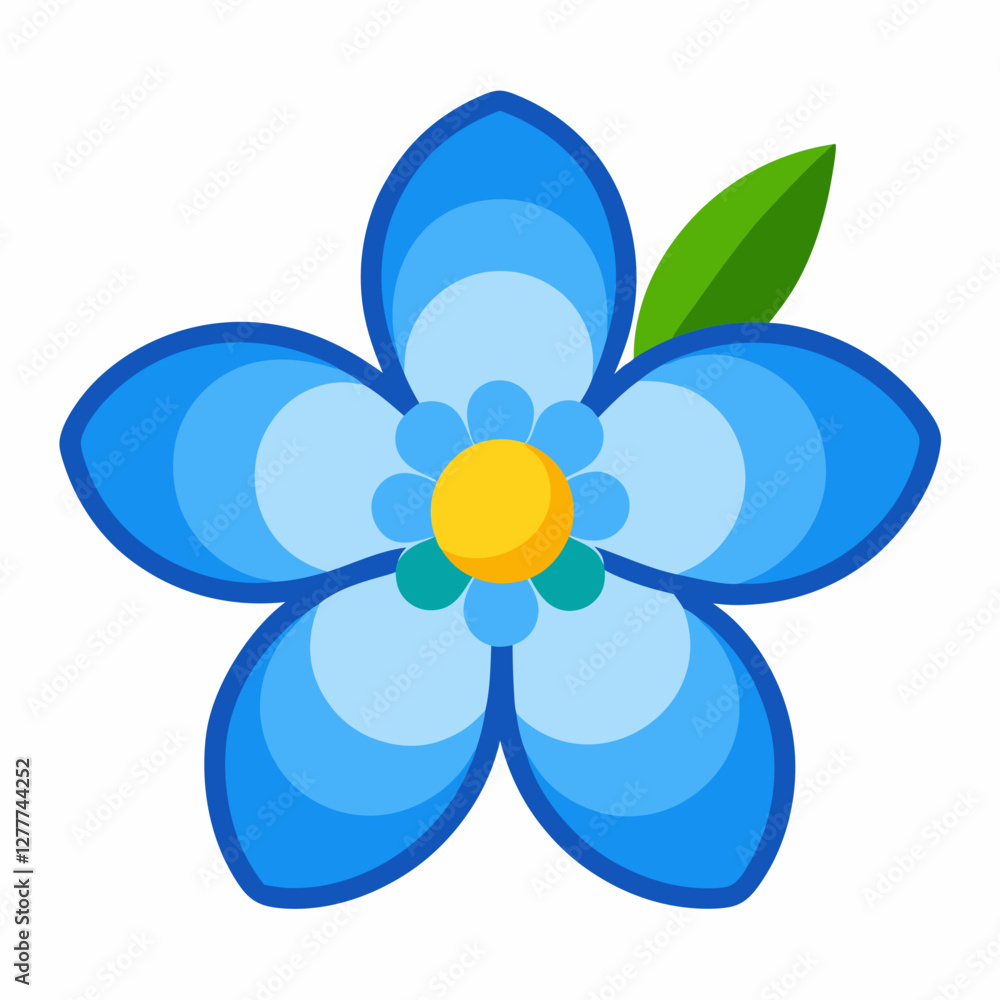 Forget-Me-Not Flower Icon – Small Blue Petals Vector Forget-Me-Not Flower Icon – Small Blue Petals Vector