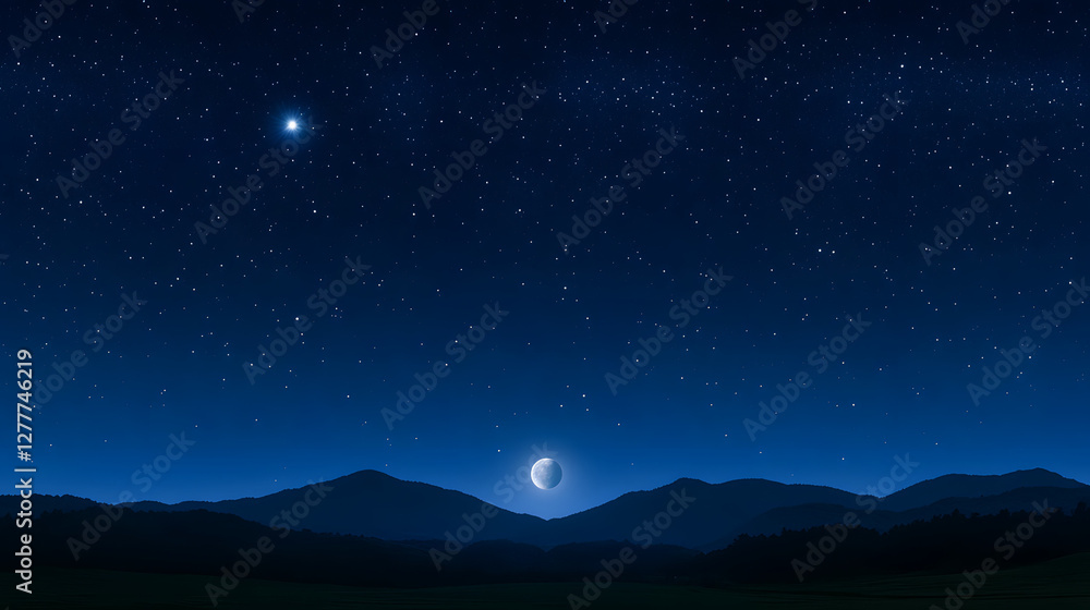 Jupiter and the Moon in Close Proximity Under a Serene Night Sky
Jupiter and the Moon in Close Proximity Under a Serene Night Sky