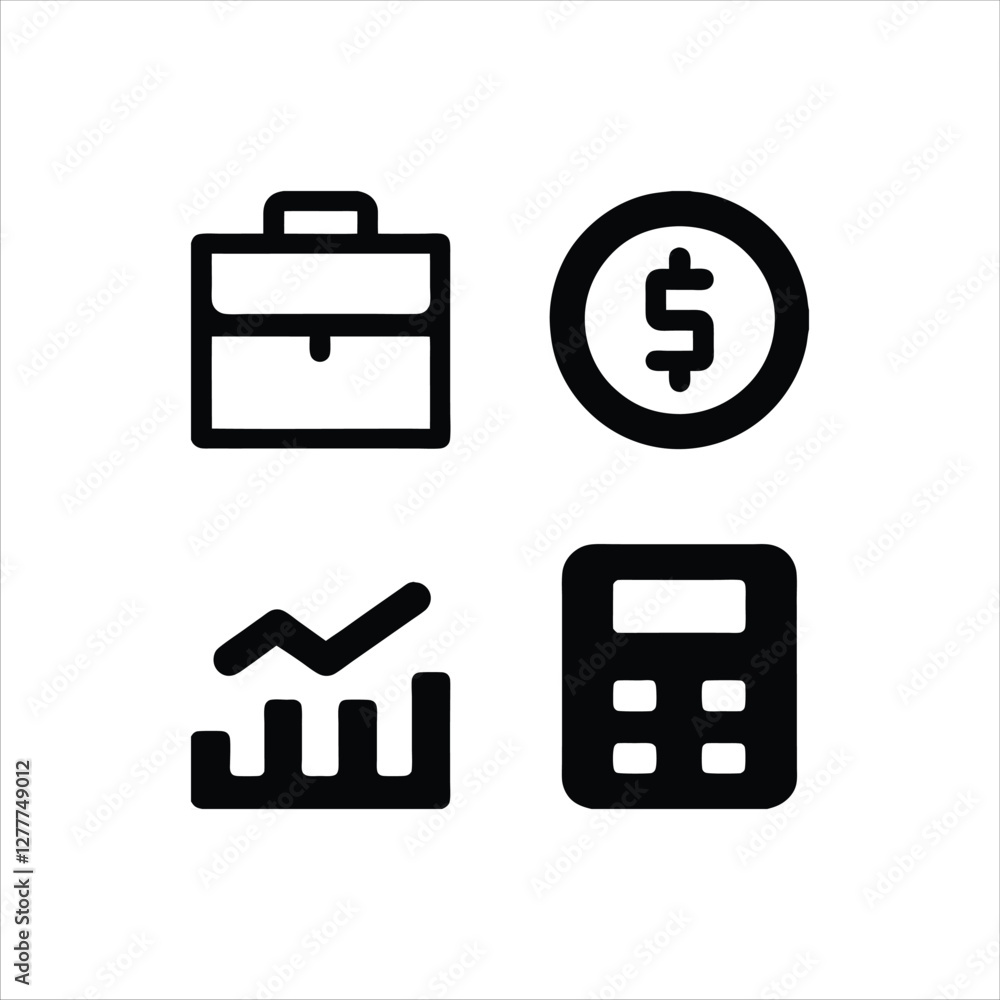 Business and financial growth symbols with icons like money, chart, gear, and professional figure Business and financial growth symbols with icons like money, chart, gear, and professional figure