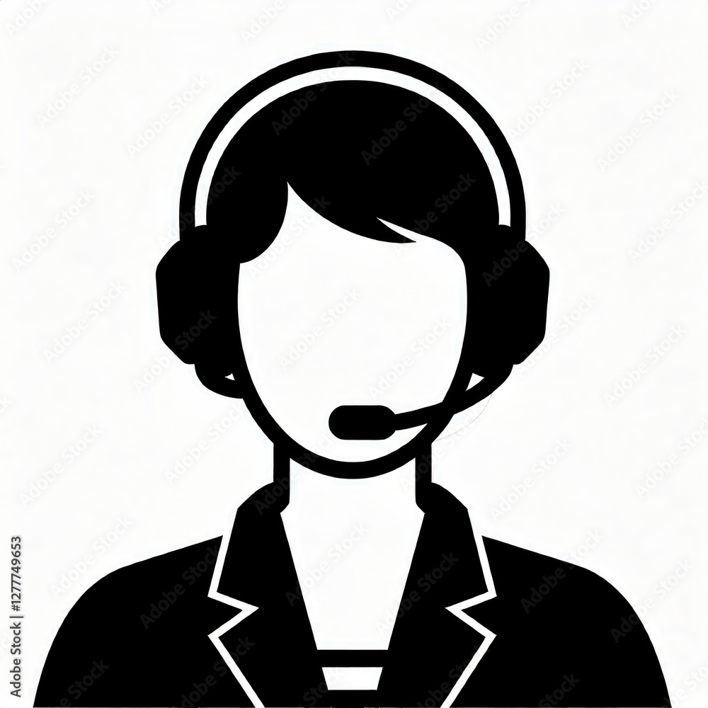 Support Agent Icon: Minimalist Black and White Graphic Support Agent Icon: Minimalist Black and White Graphic