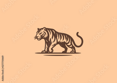 A fierce tiger in an attack stance, symbolizing power, strength, and courage.