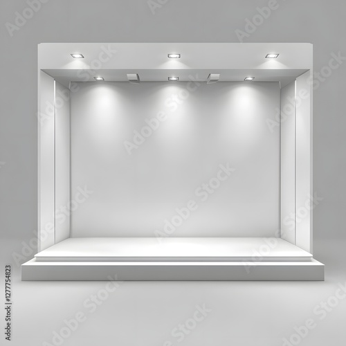 Wallpaper Mural Minimalist White Exhibition Stand with Spotlight Backdrop for Product Presentation Torontodigital.ca