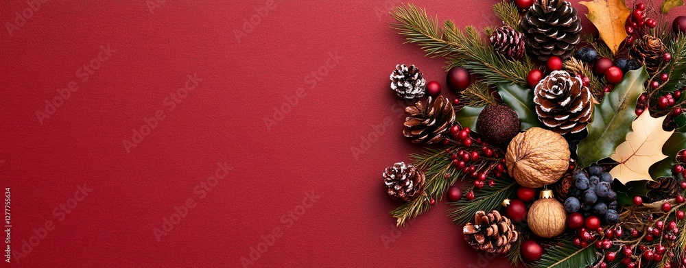 Isolated Objects on Cranberry Red Background Isolated Objects on Cranberry Red Background