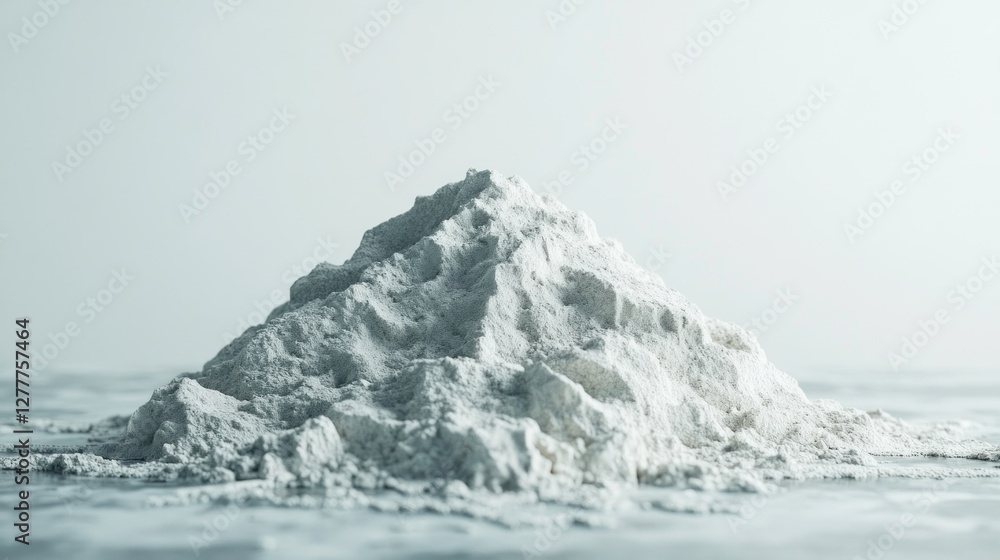 Obraz premium Flour mountain on white background, baking ingredient