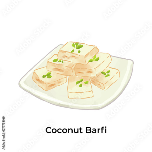 Indian Popular Sweets Coconut Barfi
