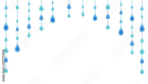 Cute raindrops falling frame (light blue)