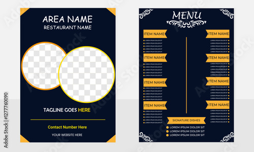 Modern restaurant menu card flyer design with front & back part