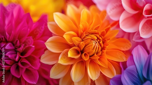 A stunning close-up of abstract flowers, with a mix of vibrant colors, creating a unique and colorful visual display.