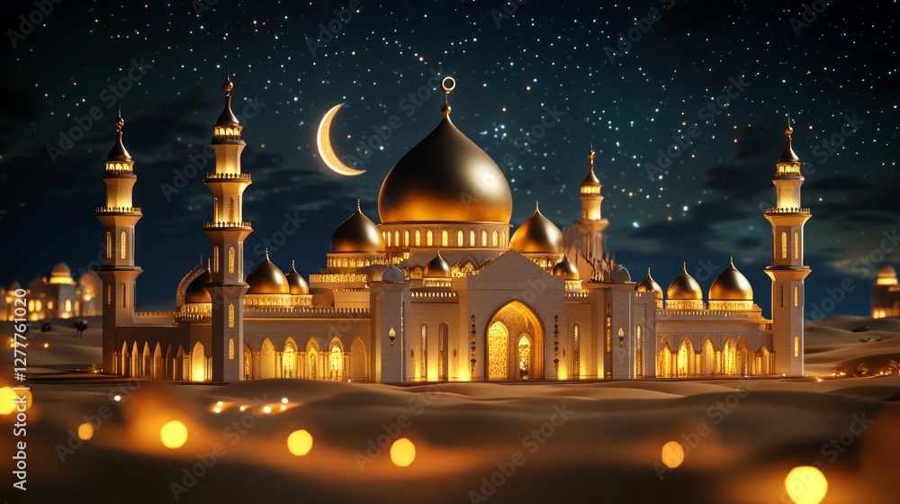 custom made wallpaper toronto digitalMajestic Mosque at Night under Starlit Sky