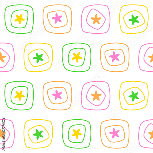 Floral tiles in vibrant colors seamless pattern
