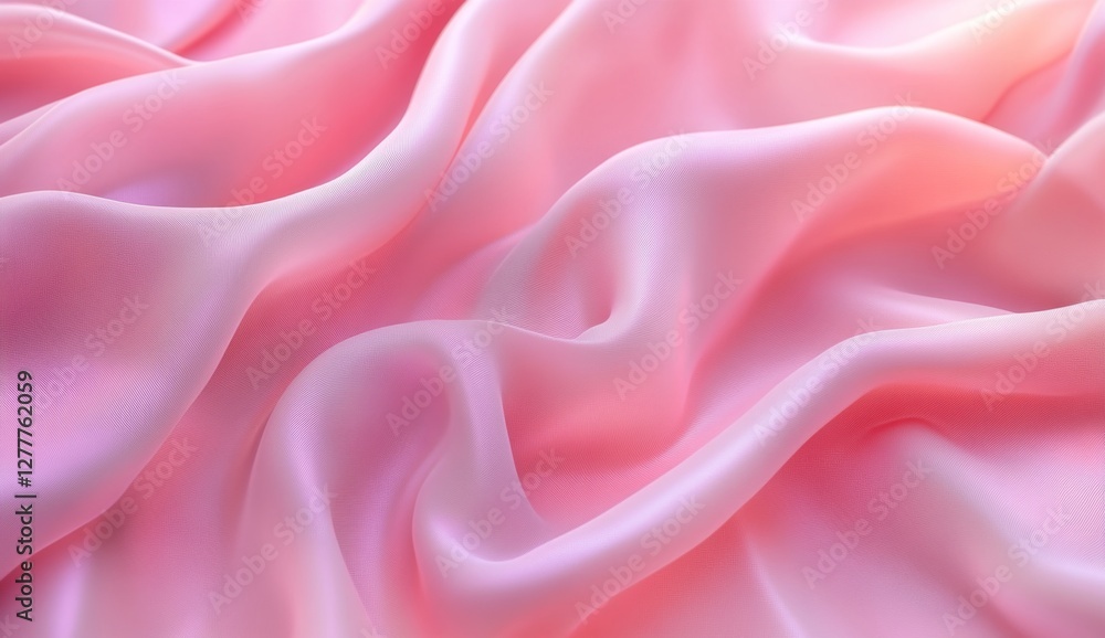 Fototapeta premium Pink silk fabric drapes, soft folds, studio background, textile design