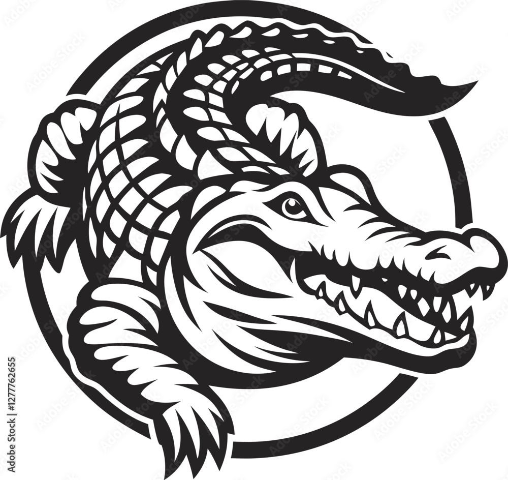 crocodile illustration logo with circle frame alligator reptile predator logo mascot crocodile illustration logo with circle frame alligator reptile predator logo mascot