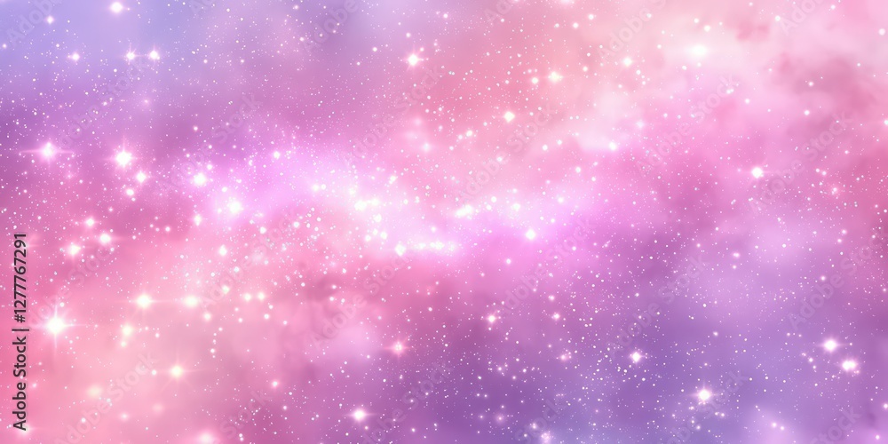 Obraz premium A glowing pink and lavender unicorn-inspired backdrop with twinkling stars.