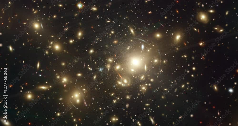 custom made wallpaper toronto digitalWide shot of Abell 2218, a stunning galaxy cluster, bends light from distant galaxies through gravitational lensing, creating a mesmerizing deep-space view.