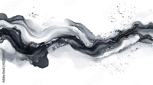 Abstract Black and White Fluid Acrylic Painting