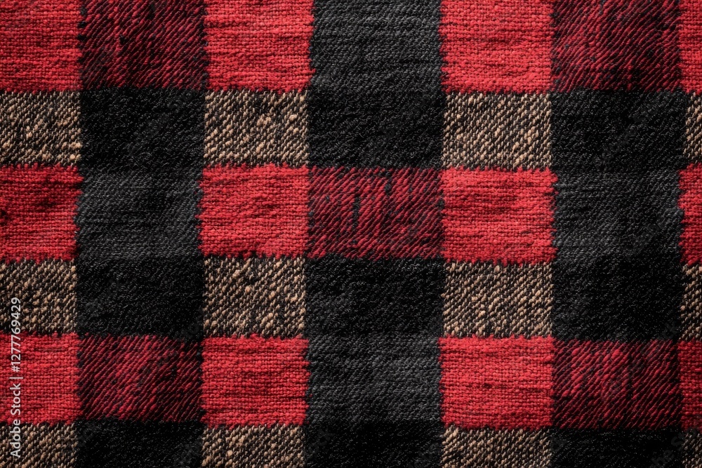 Red Black and Tan Plaid Fabric Texture Close Up Woven Textile Background Red Black and Tan Plaid Fabric Texture Close Up Woven Textile Background