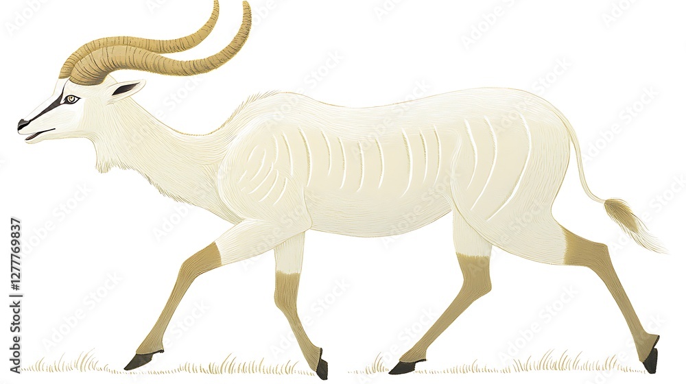 Obraz premium Majestic White Antelope in Motion A Digital Painting.