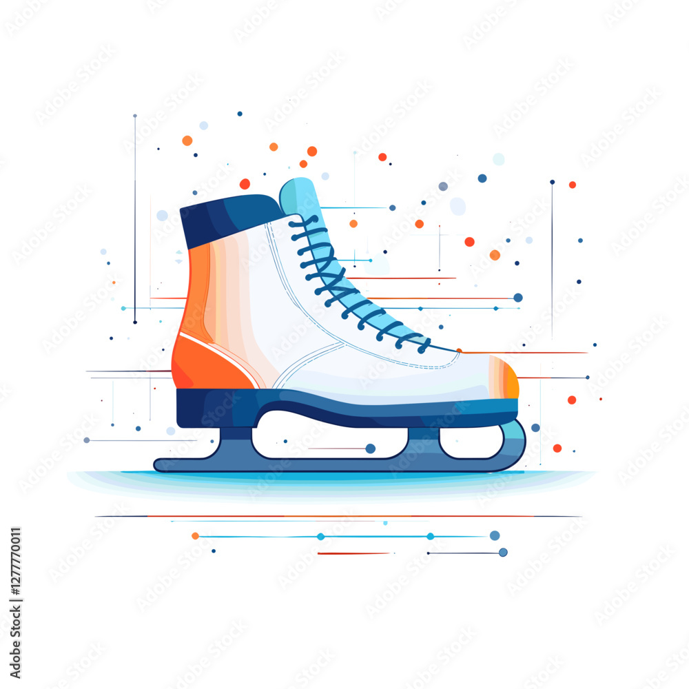 Ice skate illustration in modern style with vibrant colors Ice skate illustration in modern style with vibrant colors