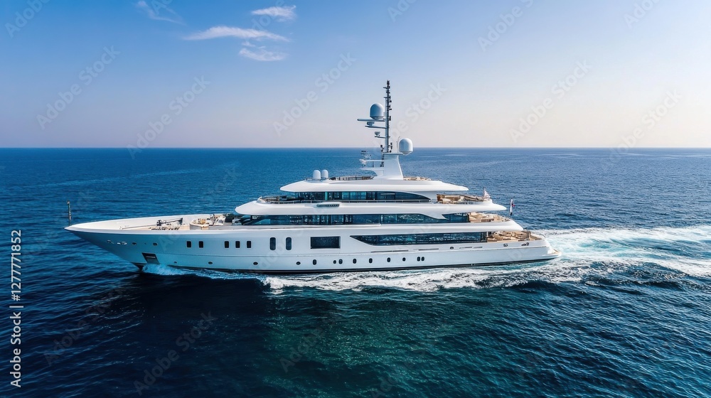A luxurious white yacht cruising on calm turquoise waters under a clear blue sky, with gentle waves reflecting sunlight. A luxurious white yacht cruising on calm turquoise waters under a clear blue sky, with gentle waves reflecting sunlight.