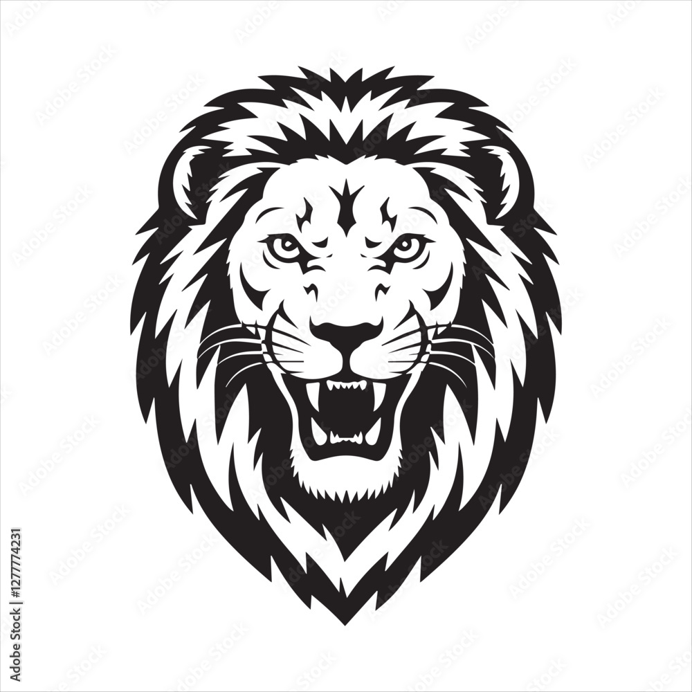Obraz premium Lion head logo icon, lion face vector Illustration,
