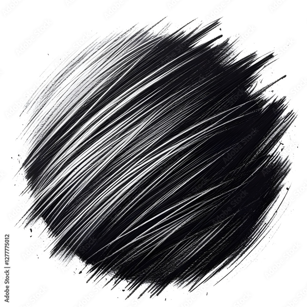 Obraz premium A black pastel scratch scribbling texture isolated on white background 