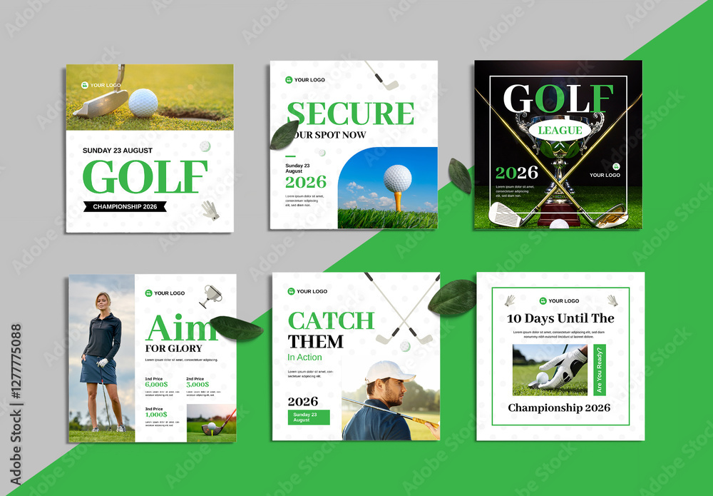 Golf Competition Social Media Post Template Stock Template | Adobe Stock