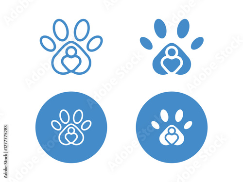 editable vector creative dog and cat paw symbol design illustration isolated on transparent background