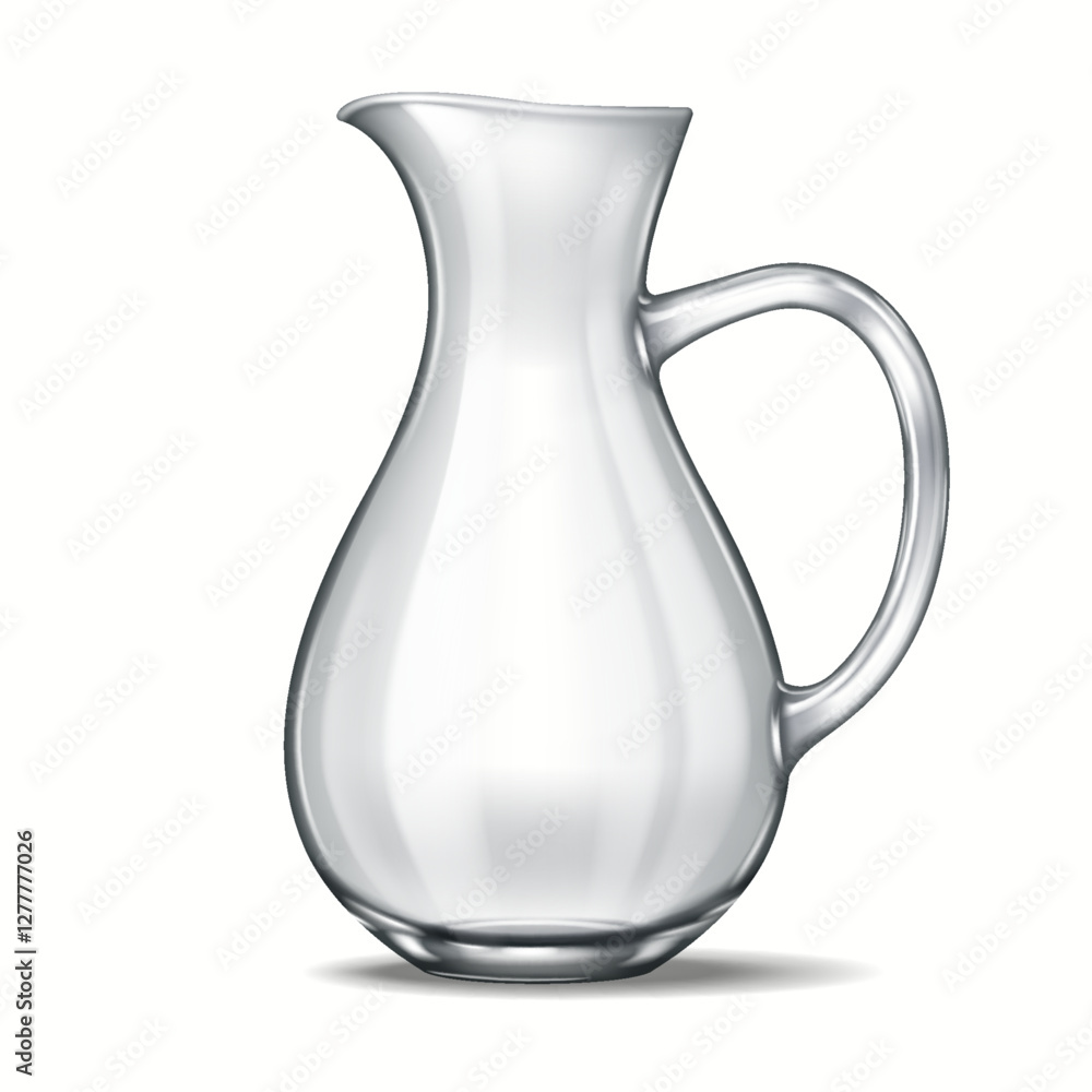 A 3D-rendered transparent glass jug with a curved silhouette and balanced proportions. The reflections and transparency create an artistic touch, suitable for commercial or branding visuals. A 3D-rendered transparent glass jug with a curved silhouette and balanced proportions. The reflections and transparency create an artistic touch, suitable for commercial or branding visuals.