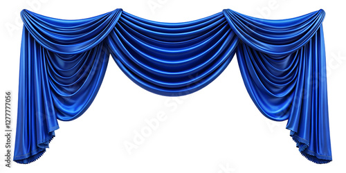 blue curtains isolated on white background Png