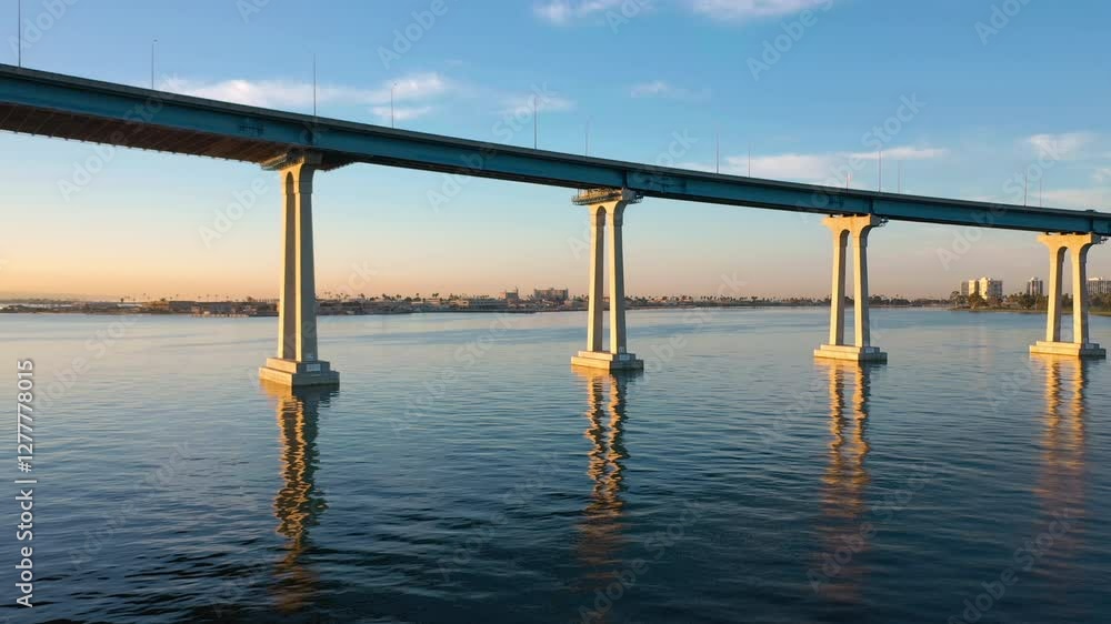 Coronado Bridge in San Diego, California at sunrise. Aerial drone view. Coronado Bridge in San Diego, California at sunrise. Aerial drone view.