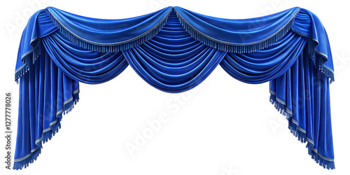 blue curtains isolated on white background Png