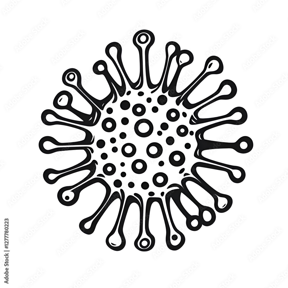 Abstract illustration of a virus structure with intricate details Abstract illustration of a virus structure with intricate details