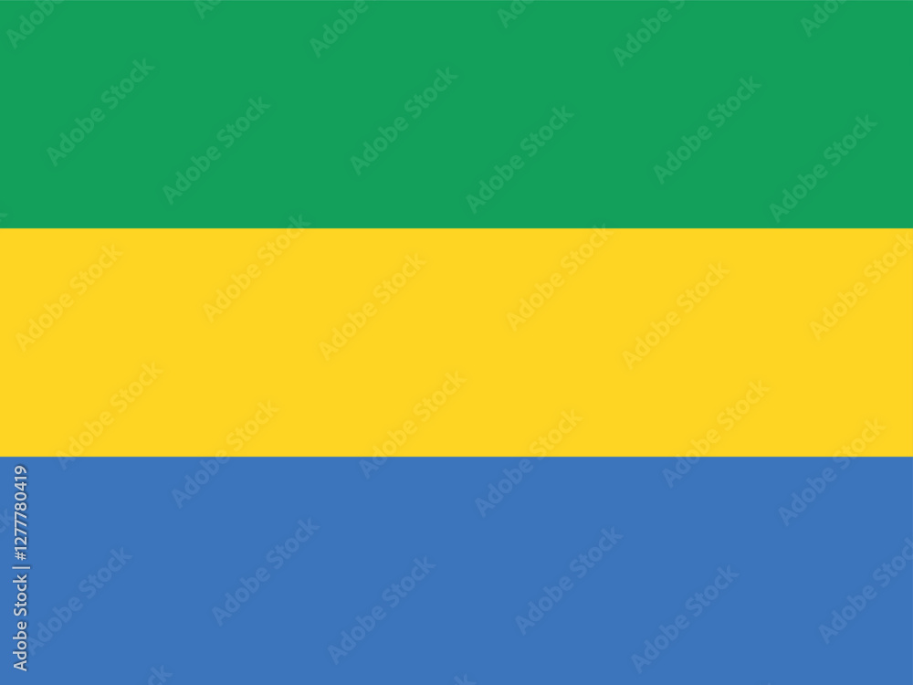 Gabon flag. Flag of Gabon. The official ratio. Flag icon. Standard color. Standard size. A rectangular flag. Computer illustration. Digital illustration. Vector illustration. Gabon flag. Flag of Gabon. The official ratio. Flag icon. Standard color. Standard size. A rectangular flag. Computer illustration. Digital illustration. Vector illustration.