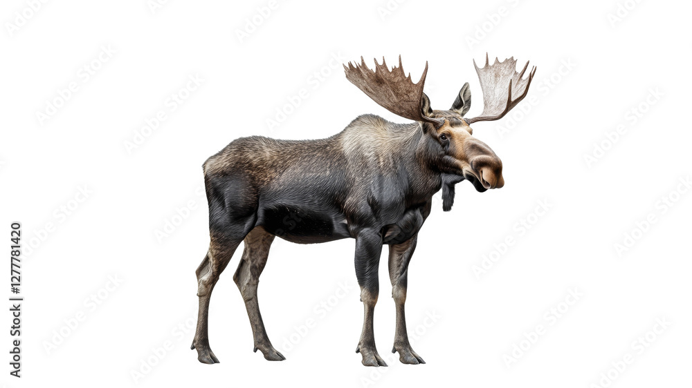 Moose in habitat with big antlers Moose in habitat with big antlers