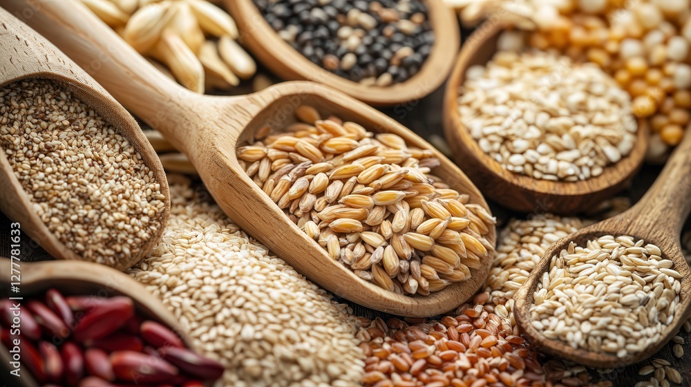Naklejka premium A close-up of nutrient-packed whole grains, essential for a balanced diet.
