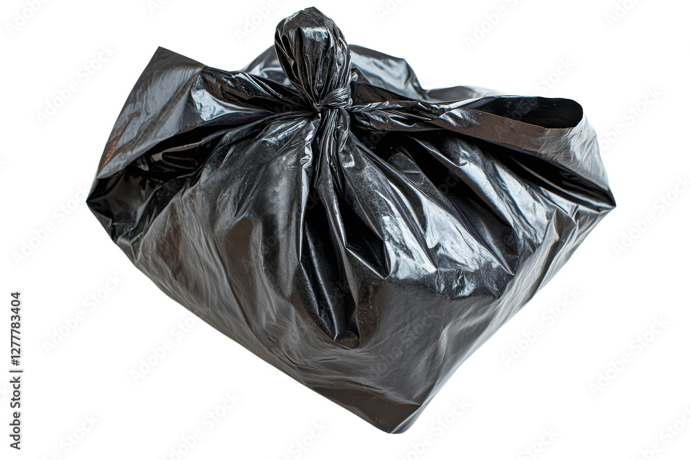 Tied black plastic bag for trash Tied black plastic bag for trash