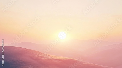 Soft pastel sunrise over hills - Easter blessing card background