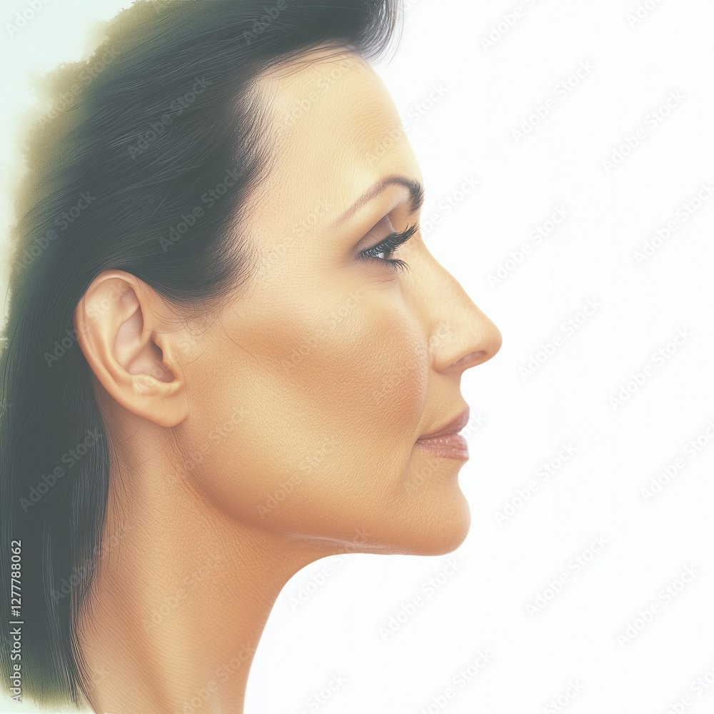 Profile of a Mature Woman with Smooth Skin