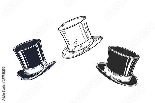 cylinder black top hat vector illustration on white.eps