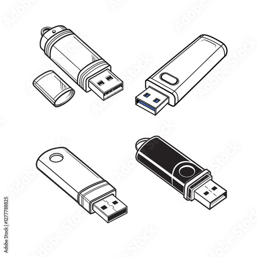 USB flash drive. Icon for design. Easily editable