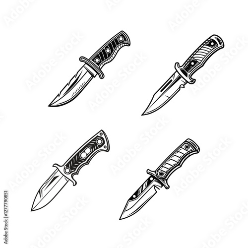 Set of Knifes for survivor and Cooking, cutter icons symbol vector elements for infographic web